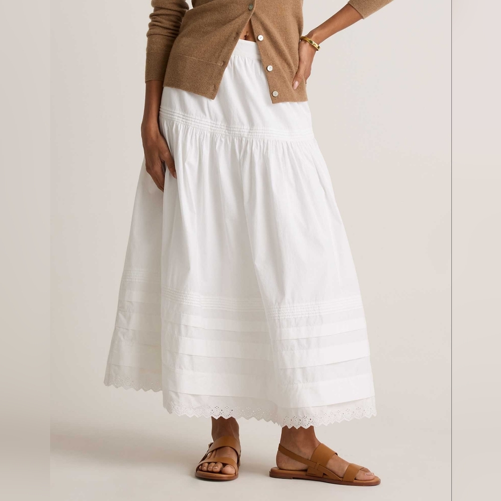 NWT Quince Cotton Poplin Pintuck Maxi Skirt